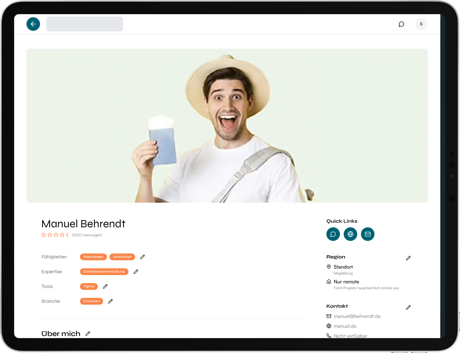profile page preview